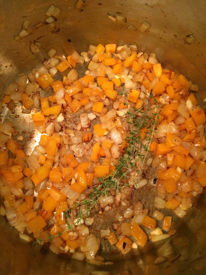 i used a big sprig of fresh thyme here and just fished it out at end. you do you...